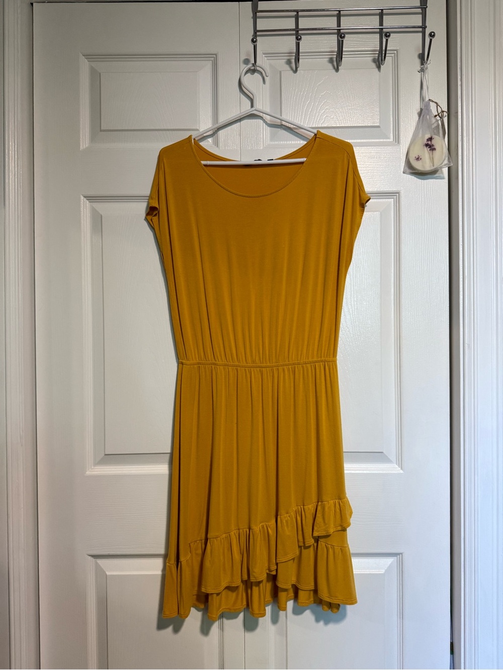 Reitmans Mustard Yellow Ruffle-Hem Midi Dress